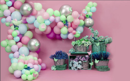 Ballons With Peach Setup backdrop