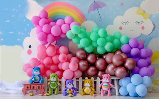 Fabric baby photography backdrop-Balloon with Birthday Theme