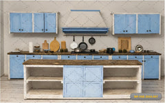 Blue Racks With KItchen babyphotoshoot Backdrop