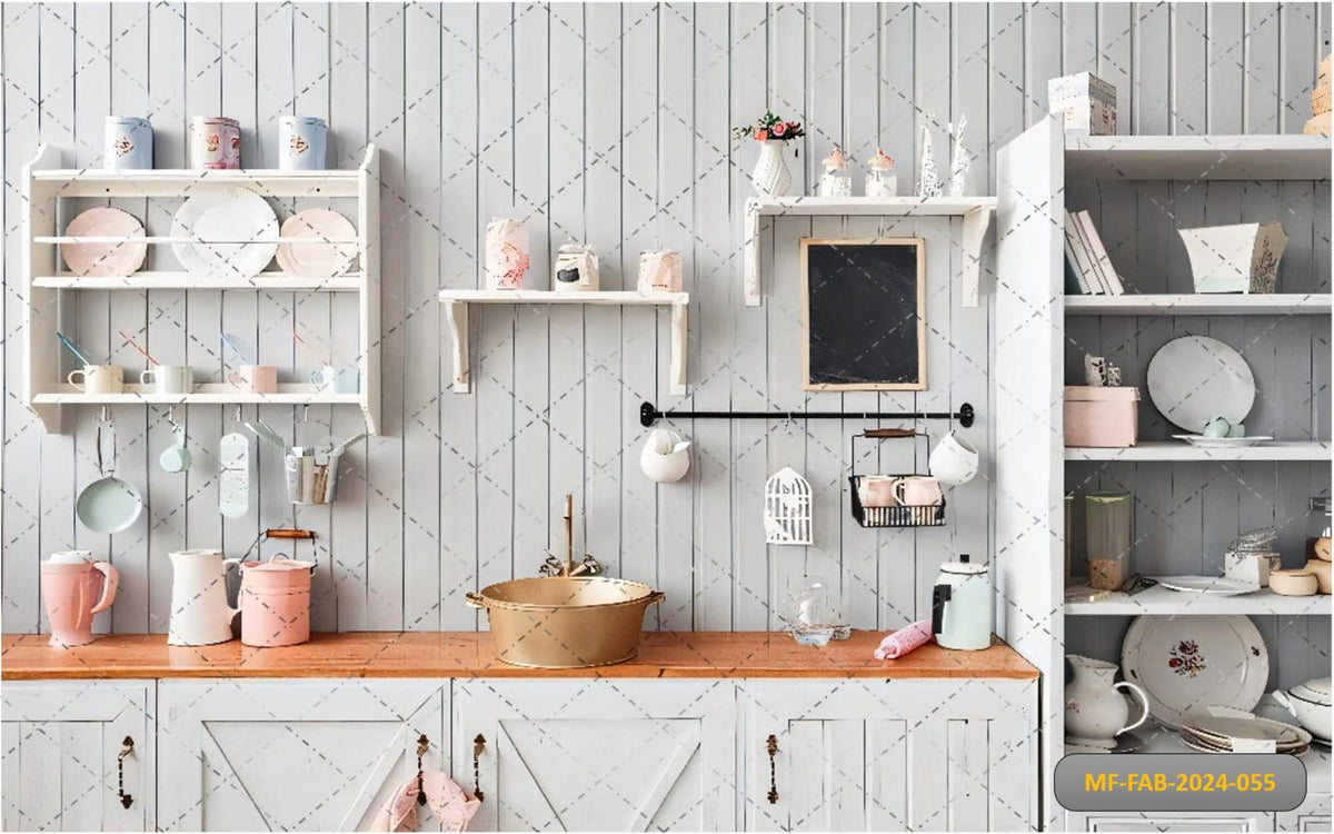 Vibrant White Kitchen babyphotoshoot Backdrop
