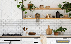Wall With Leaf Kitchen Backdrop- Fabric Backdrop