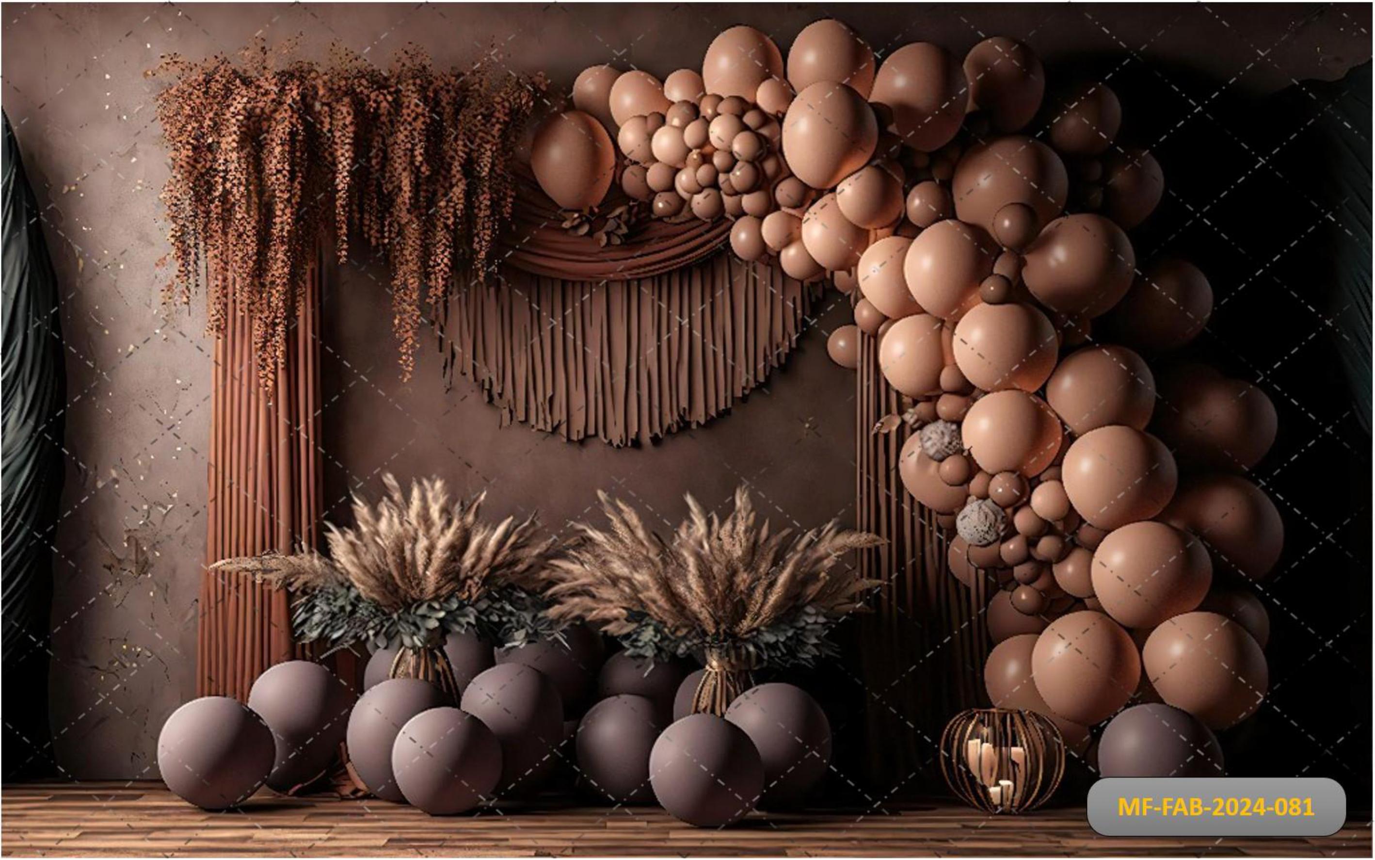 Boho With Brown Balloon babyphotoshoot Backdrop