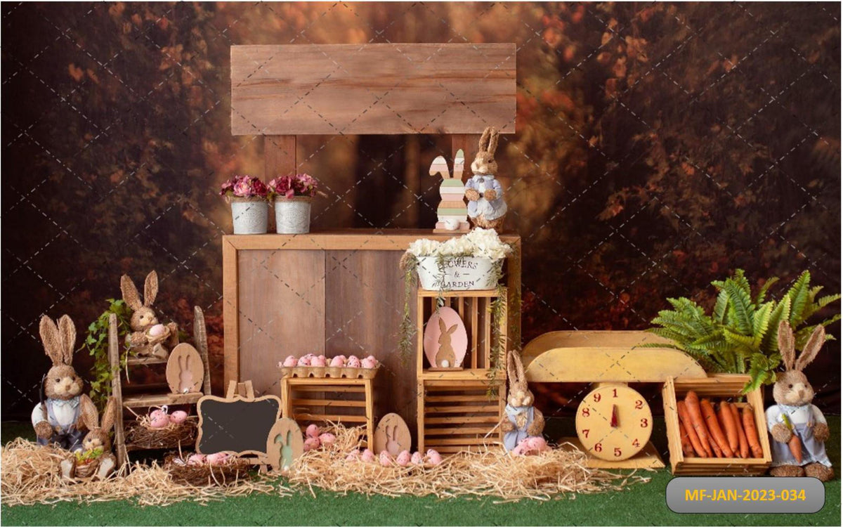 Easter Shop Bunny Egg Backdrop-Fabric Backdrop