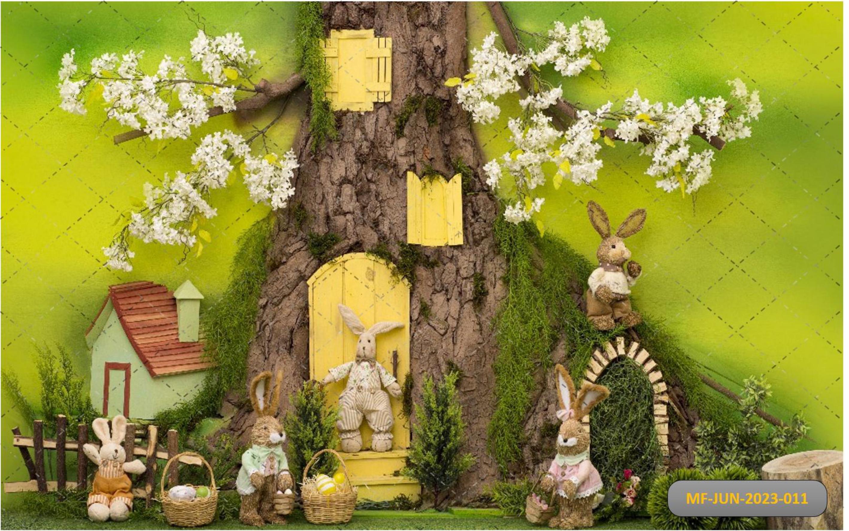 Easter Bunny Forest Backdrop