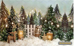 Lantern Light With Christmas Tree Backdrop-Fabric Backdrop