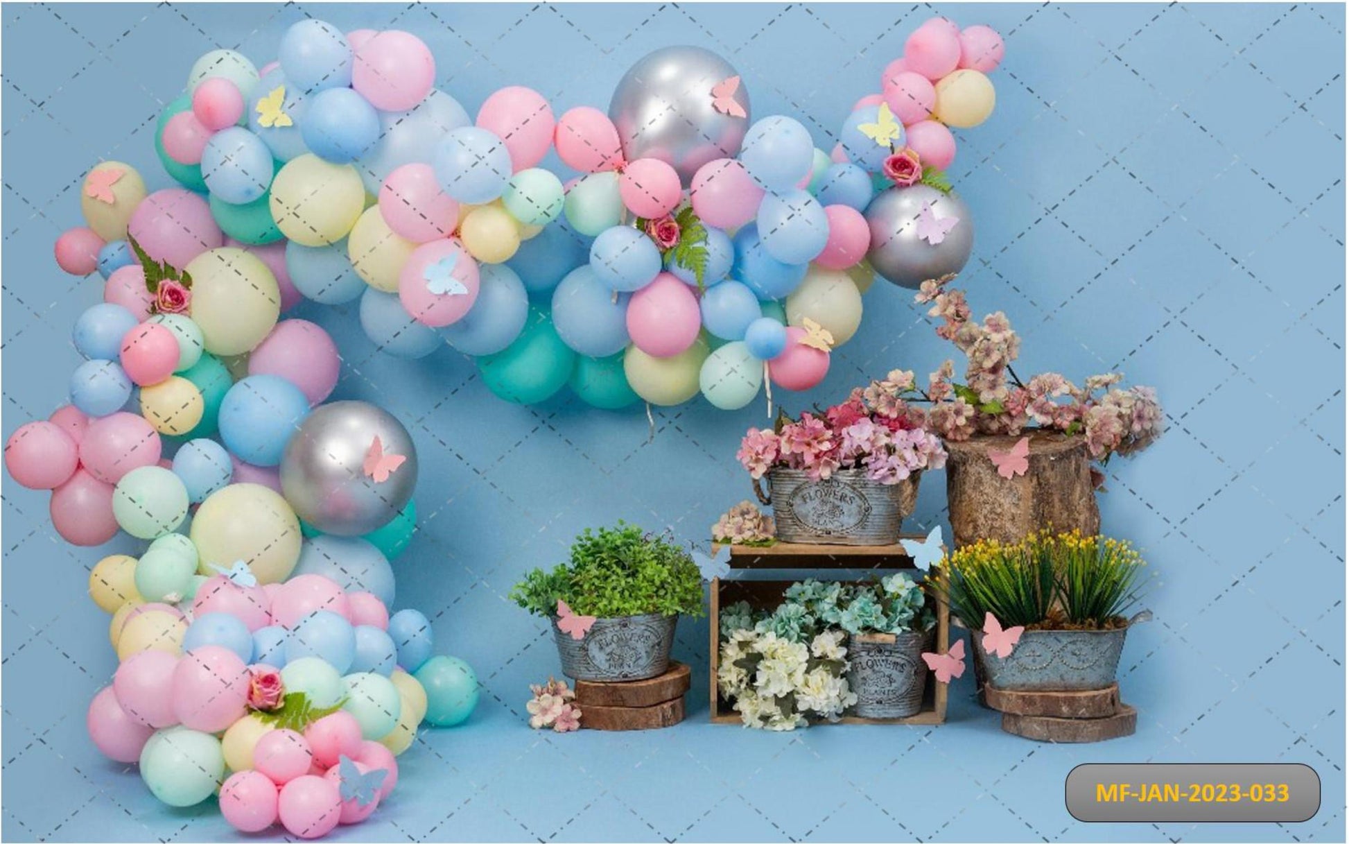 Blue Colurful babyphotoshoot Backdrop