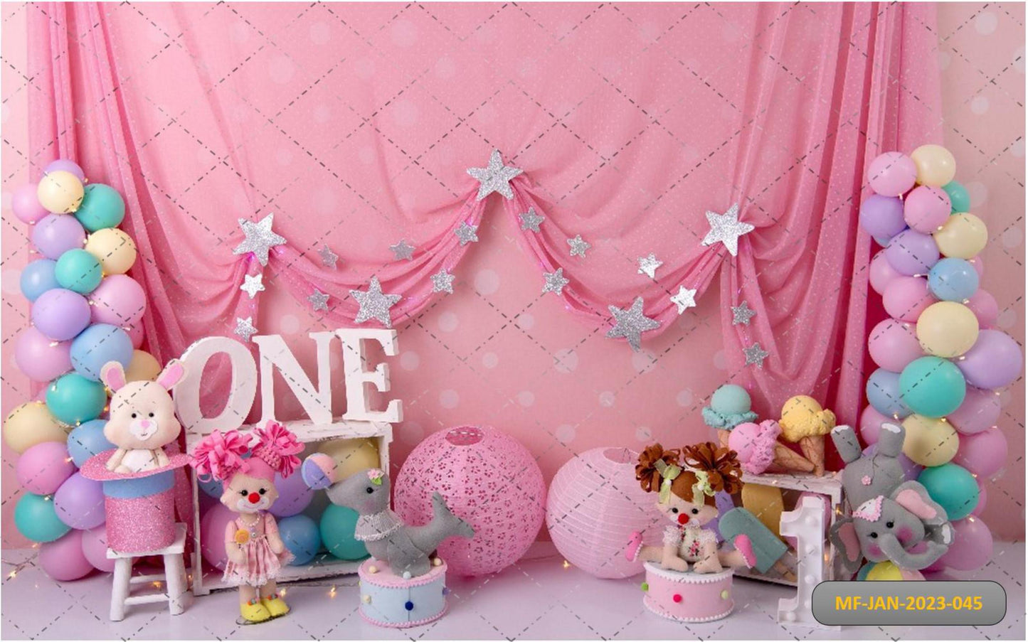 Pink One Birthday Backdrop