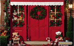 Red Door With Teddy babyphotoshoot Backdrop