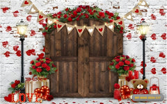 Door With Red Roses babyphotoshoot Backdrop