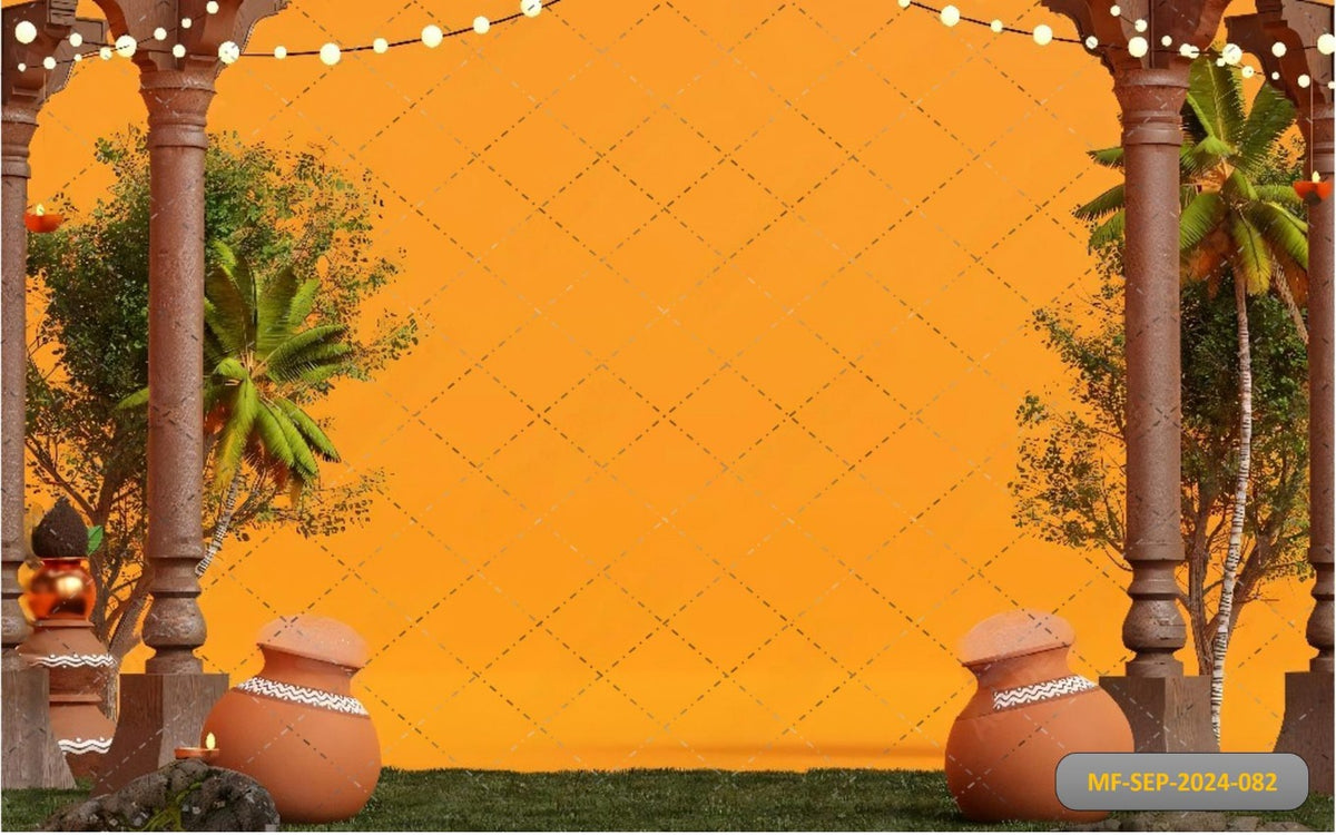 Yellow Pongal Pot Backdrop