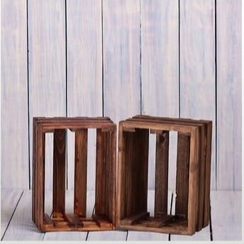 Crate set of 3 in Brown pine wood