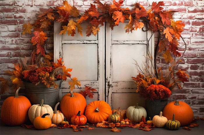 Pumpkin Patch Door backdrop-Fabric backdrop
