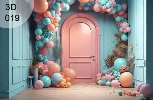 Peach Color Door With Balloon Backdrop