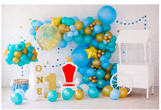 Blue Balloon Birthday Backdrop