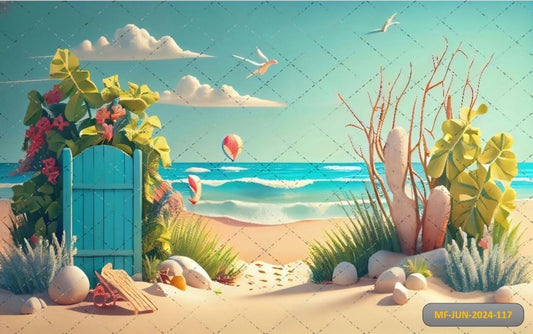 Beach Door With Plants babyphotoshoot Backdrop