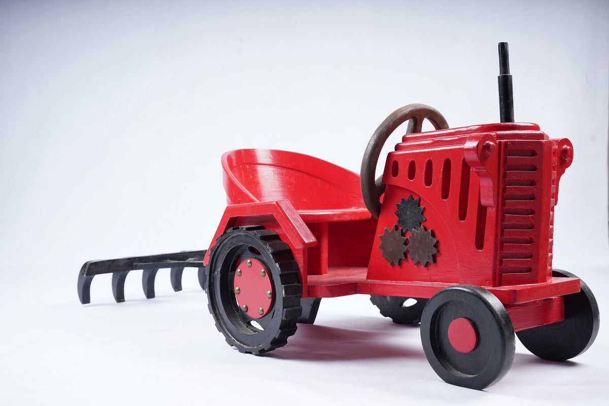 Traditional Red Tractor with Kalappai Baby Photoshoot Prop