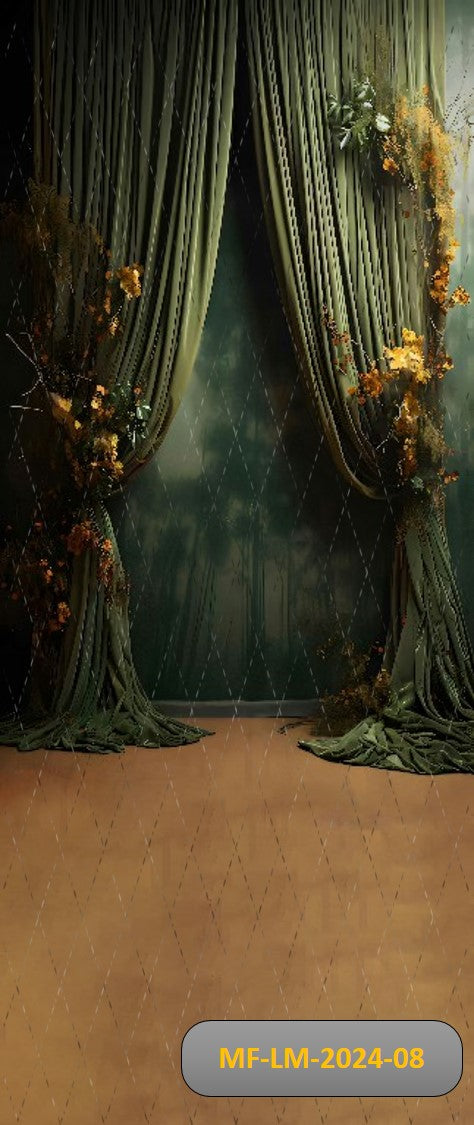 Green Curtain Boho Backdrop