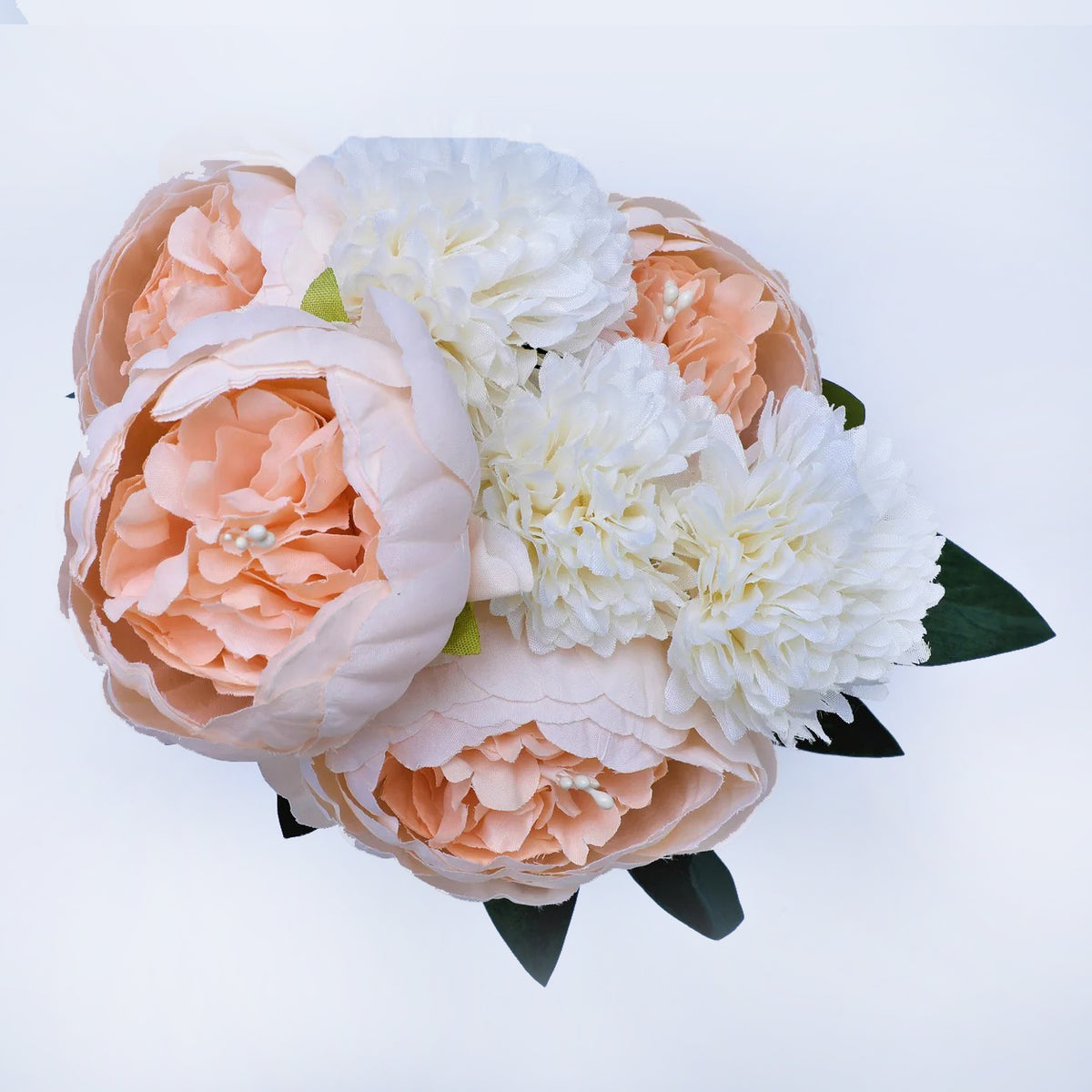 Artificial Peach Rose Blossoms Bunch of Flower