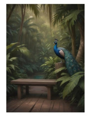 Peacock Jungle Bench 8×12 Ft Photoshoot Backdrop for Maternity