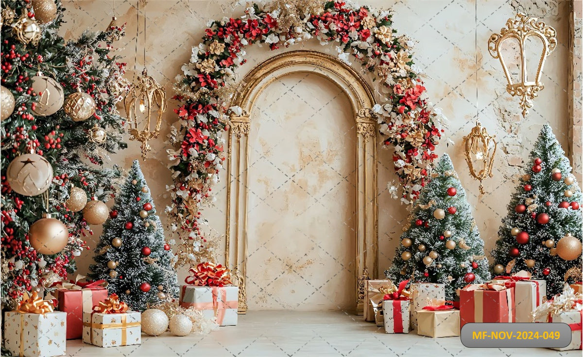 White Arch Christmas Backdrop