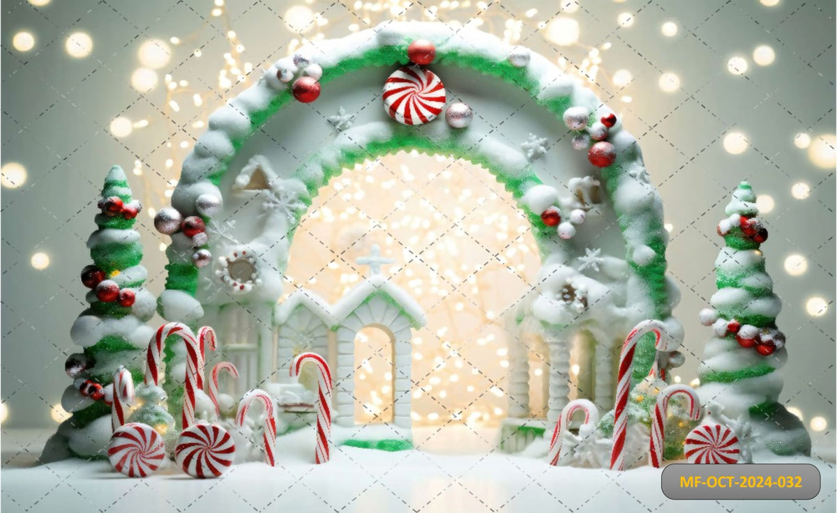 Snow Green Christmas backdrop