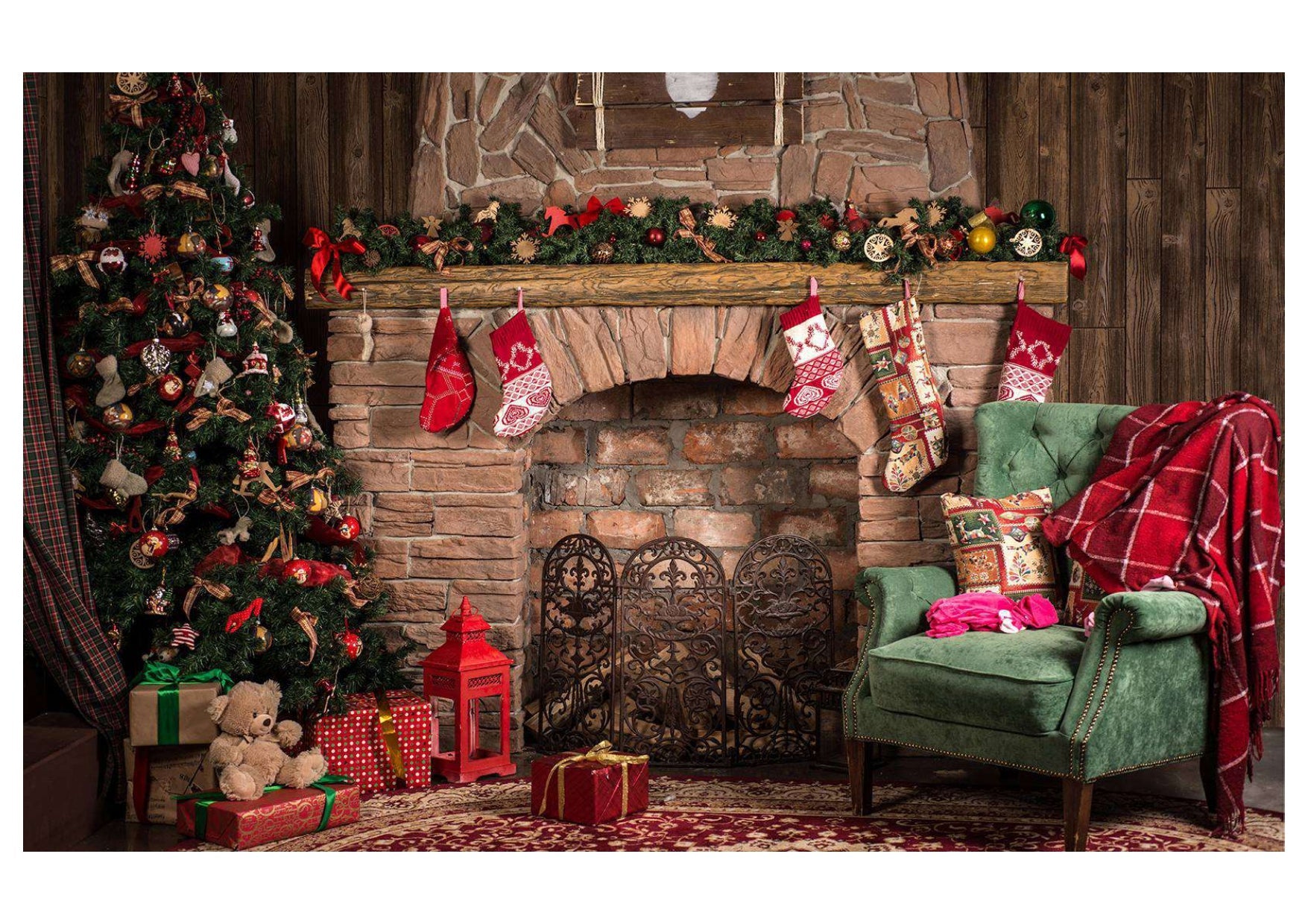 Red Color Gifts Christmas Backdrop