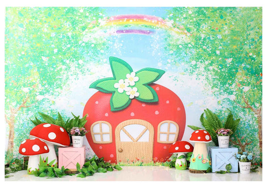 Fabric backdrop-Mushroom House Red Backdrop
