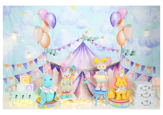 Fabric backdrop-Circus Birthday Backdrop