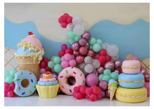 Fabric backdrop-Ice Cream with Cake Birthday Theme