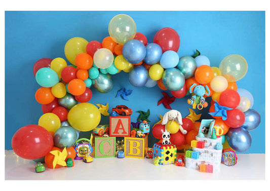 Fabric backdrop-Balloon with Kids Toys Backdrop