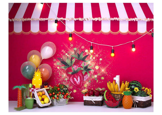 Fabric backdrop-Fruit Reddish Birthday Backdrop