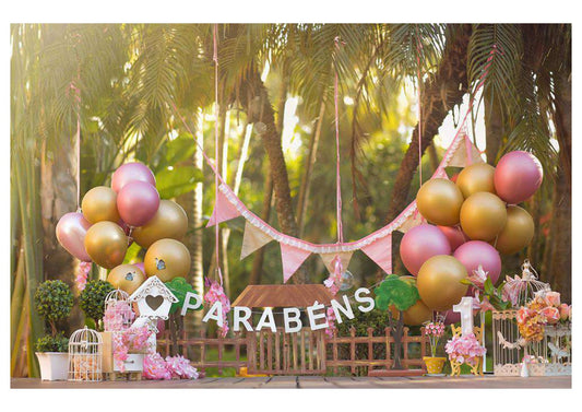 Fabric backdrop -Pink Color Birthday Backdrop