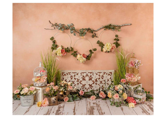 Fabric backdrop-Garden Pink Flower Theme