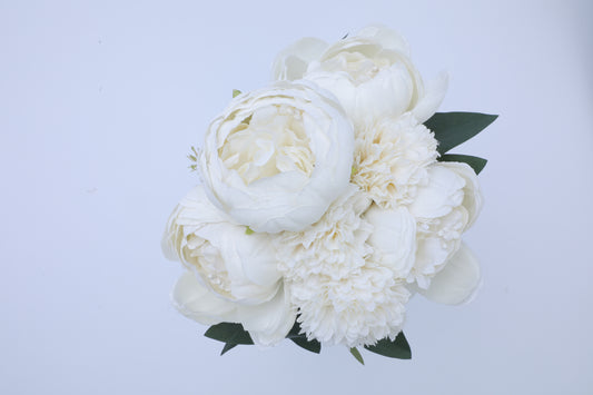 Artificial White Roses Peony Blossoms  Bunch