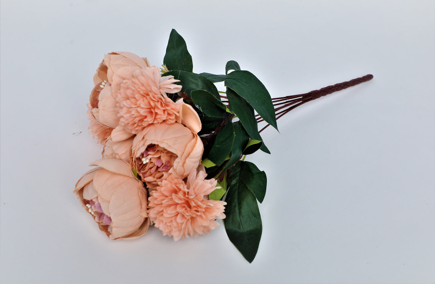 Artificial Orange Rose Peony Flowers Bunch