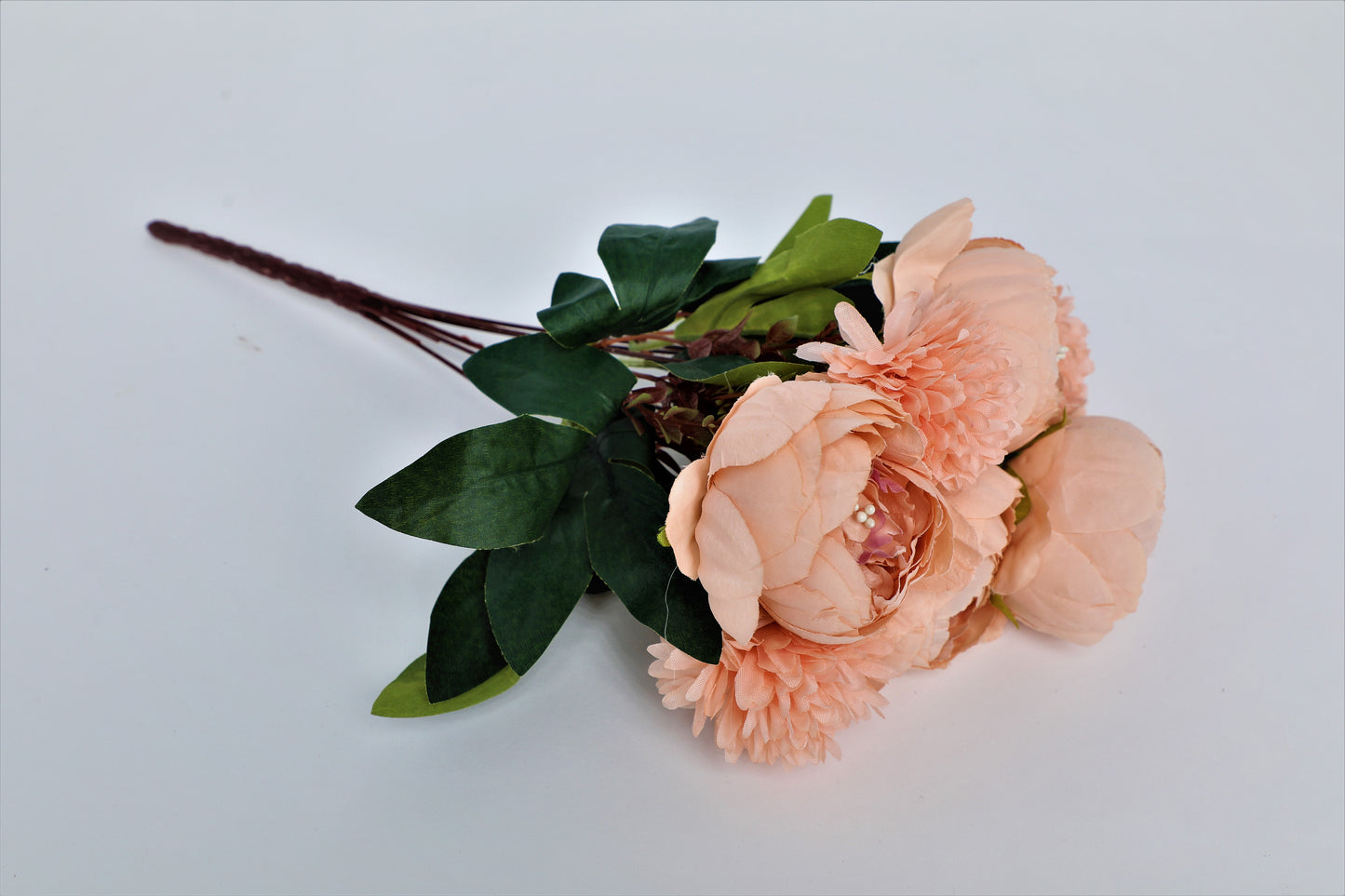 Artificial Orange Rose Peony Flowers Bunch