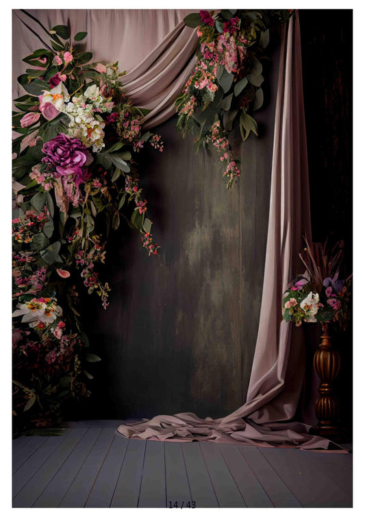 Fabric backdrop-Lily Plants Flowers Backdrop