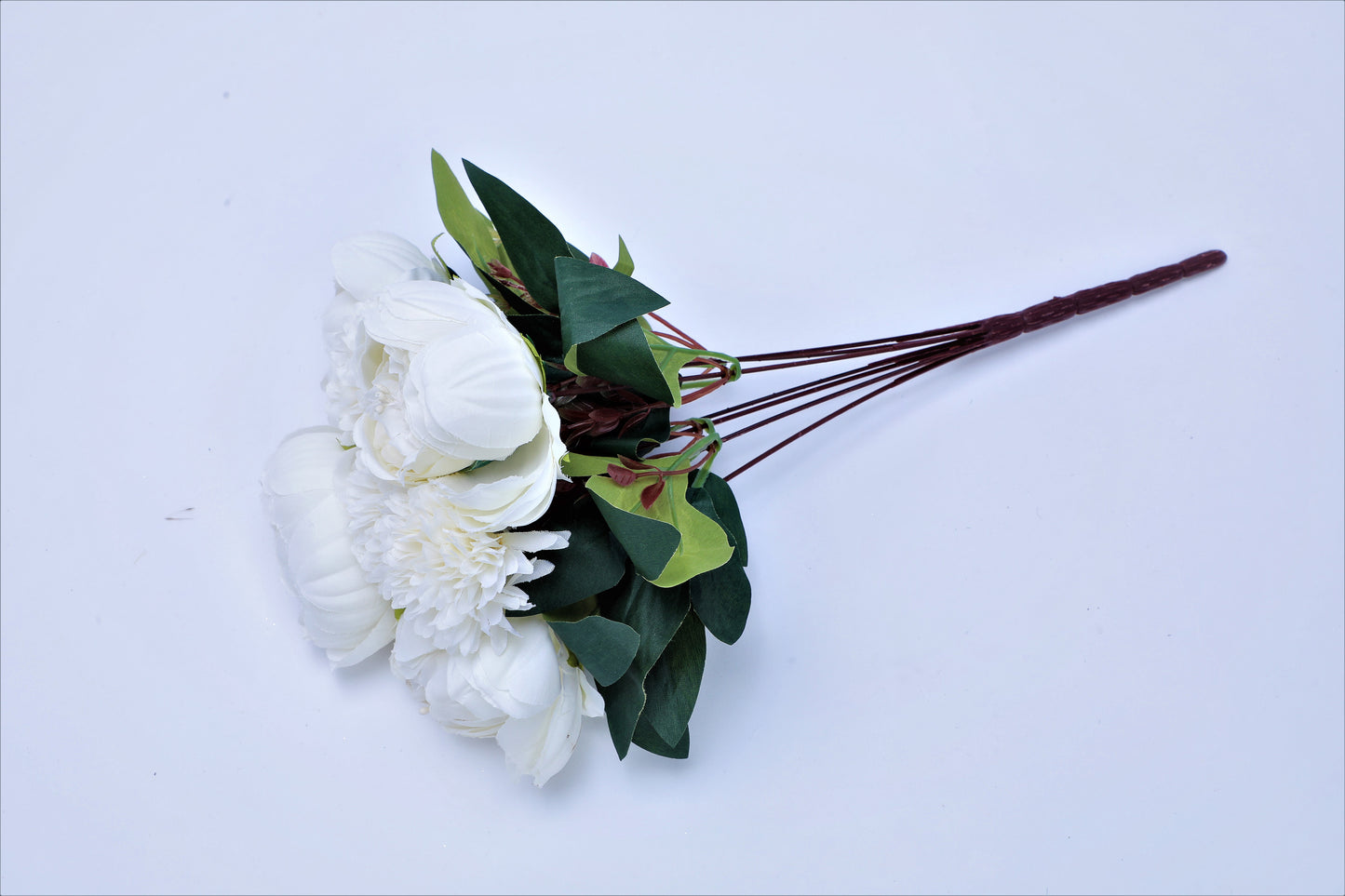 Artificial White Roses Peony Blossoms  Bunch